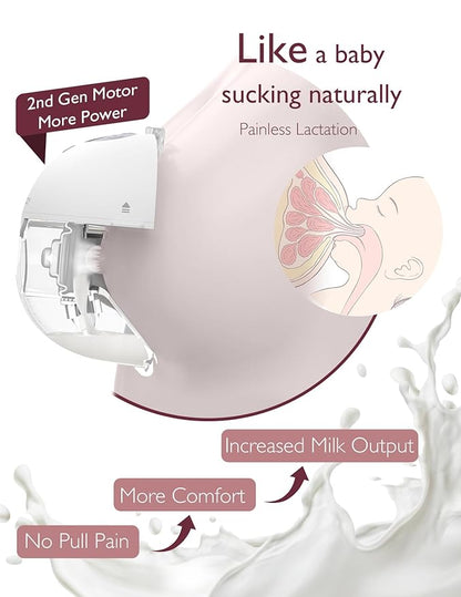 Momcozy M5 Hands-Free Wearable Breast Pump, Double-Sealed Flange for Baby-Like Comfort, 3 Modes & 9 Suction Levels, Portable Electric Pump – 24mm, 2-Pack Cozy Red