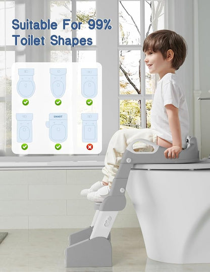 Potty Training Seat, Toddler Potty Training Toilet, Upgrade 2 In 1 Toddler Toilet Seat with Steps Stool Splash Guard and Anti-Slip Pad Soft Cushion, Potty Seats for Toddlers Baby Kids