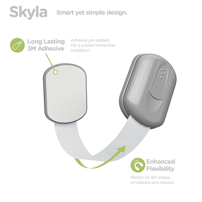 Baby Proofing Child Safety Locks (12 Pack) by Skyla Homes - The Safest, Quickest and Easiest 3M Adhesive Cabinet Latches, No Screws & Magnets, Multi-Purpose for Furniture, Kitchen, Ovens, Toilet Seats