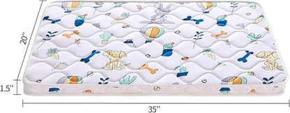 Baby Bassinet Mattress 35x 20 inches- Firm Support and Comfort Premium Foam,Noiseless and Odorless,Hypoallergenic Small Crib Mattress, Fits Moses Basket, Dual Sided with Soft Breathable Fabric