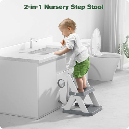 Potty Training Seat, Upgrade Toddler Toilet Seat for Kids Boys Girls, 2 in 1 Potty Training Toilet, Splash Guard Anti-Slip Pad Step Stool
