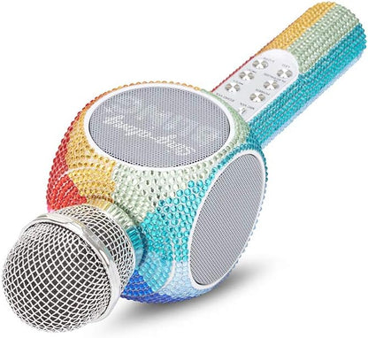 Sing-Along Bling Bluetooth Karaoke Microphone and Bluetooth Stereo Speaker All-in-One (Rainbow Bling)