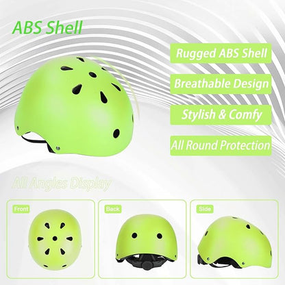 Kids Bike Helmet Set Adjustable Helmet for Ages 3-15 Kids Toddler Boys Girls Youth, Multi-Sport Bicycle Skateboarding Football Rollerskating Scooter Rollerblade Balance Bike Helmets