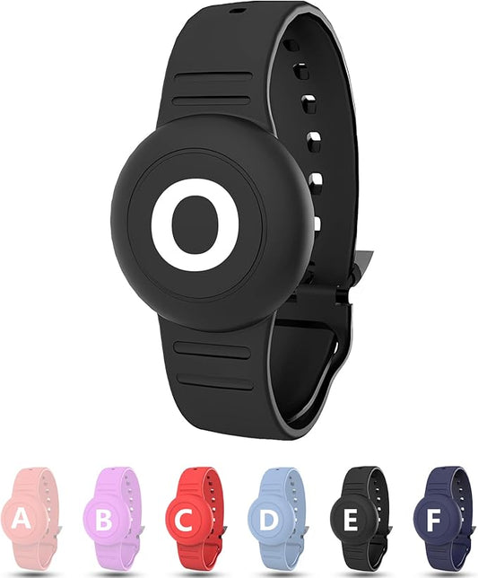 Waterproof Bracelet for AirTag Kids, Personalized Initial Letter Hidden Holder Compatible with Air Tag, Silicone Case for Airtag Adjustable Anti-Lost GPS Tracker for Toddler Child Elder, O
