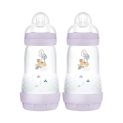 MAM Easy Start Anti-Colic Baby Bottle 9 oz, Medium Flow, Breastfeeding-Like Silicone Nipple Bottle, Reduces Colic, Gas, & Reflux, Easy-to-Clean, BPA-Free, Vented Baby Bottles for Newborns, 2+ Months