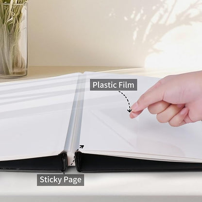 Inspirational Leather Photo Album,Magnetic Self-Stick Page Photo Album,Family Album,Hand Made DIY Albums Holds 3x5, 4x6, 5x7, 6x8 Photos (black-always remember)