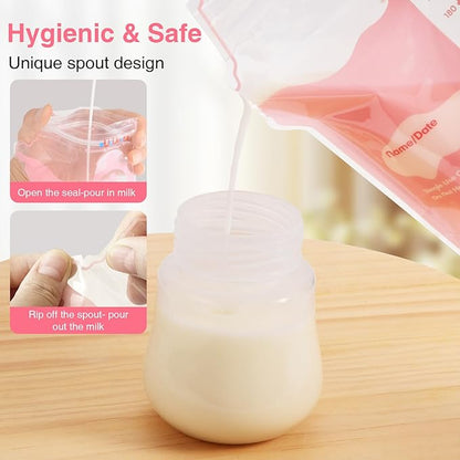 Breastmilk Storage Bags(180 Count)，8oz Milk Storage Bags for Breastfeeding，BPA Free with Easy Pour Spout, Self Standing, for Refrigeration and Freezing