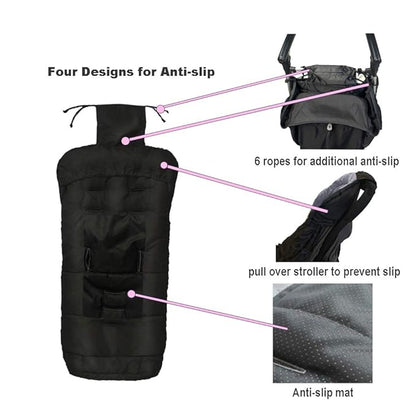 Cozy Toe Stroller Bunting Bag,Soft Coral Fleece Lining,Weather Proof Universal Footmuff Adaptable for Strollers Joggers Pushchair