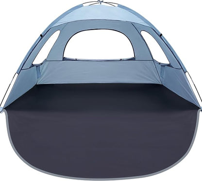 WhiteFang Beach Tent Anti-UV Portable Sun Shade Shelter for 3/4/6/8 Person, Extendable Floor with 3 Ventilating Mesh Windows Plus Carrying Bag, Stakes and Guy Lines