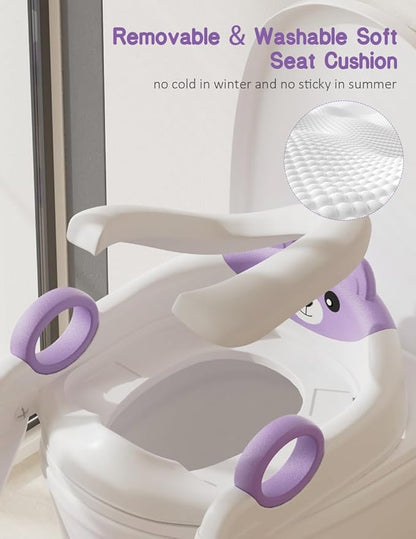 Potty Training Seat, Toddler Toilet Seat With Steps, 2 In 1 Toddler Potty Training Toilet With Splash Guard, Anti-Slip Step Stool Soft Mat, Adjust High Potty Seats For Toddlers Kids Boys Girls