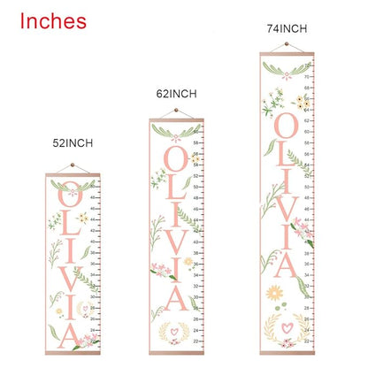 Personalized Kids Height Chart - Canvas Growth Ruler for Boys and Girls - Custom Name Banner with Removable Nursery Wall Decor - Gift for Kid’s Room Decoration