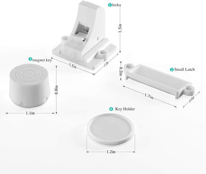 Vmaisi Adhesive Magnetic Locks for Cabinets & Drawers (40 Locks and 4 Keys)