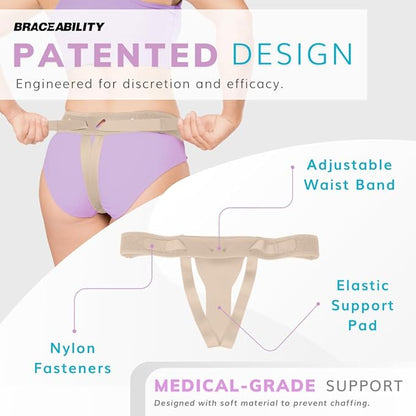 BraceAbility Pelvic Pro Prolapse Belt - Patented, Original Uterus Support Brace for Women Treating Dropped Bladder, Uterine Prolapse, Vulvar Varicosities, Postpartum, Symphysis Pubis Dysfunction (XL)