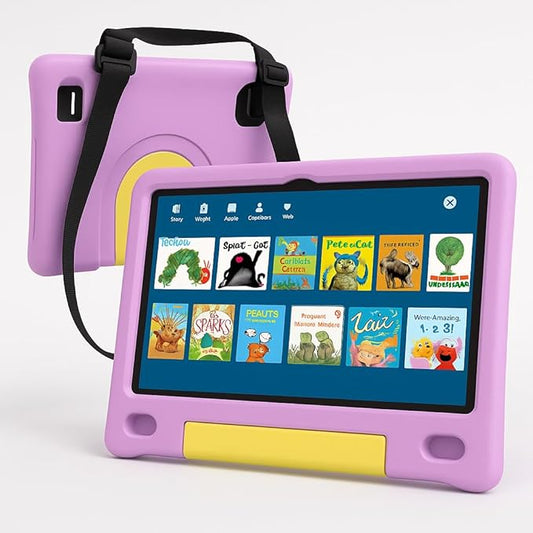 10.1 Inch Kids Tablet with Shockproof Case | Android 14, 64GB+8GB RAM, 12H Battery | Parental Control, Google Kids Space & Preloaded Educational Apps | WiFi 6, HD Display, Ages 3-12