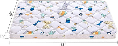 Baby Bassinet Mattress 33x 19 inches- Firm Support and Comfort Premium Foam,Noiseless and Odorless,Hypoallergenic Small Crib Mattress, Fits Moses Basket, Dual Sided with Soft Breathable Fabric