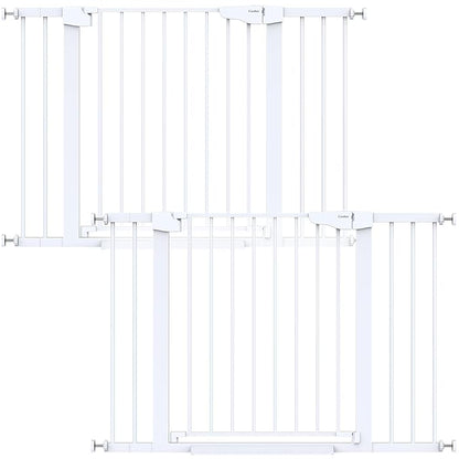 Cumbor 2 Pack 29.7-46" Baby Gate for Stairs, Mom's Choice Awards Winner-Auto Close Dog Gate for doorways, Easy Install Pressure Mounted Pet Gates indoor, Easy Walk Thru Wide Safety Gate for Dog, White