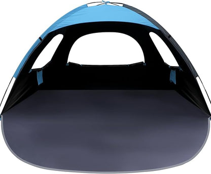 WhiteFang Beach Tent Anti-UV Portable Sun Shade Shelter for 3/4/6/8 Person, Extendable Floor with 3 Ventilating Mesh Windows Plus Carrying Bag, Stakes and Guy Lines