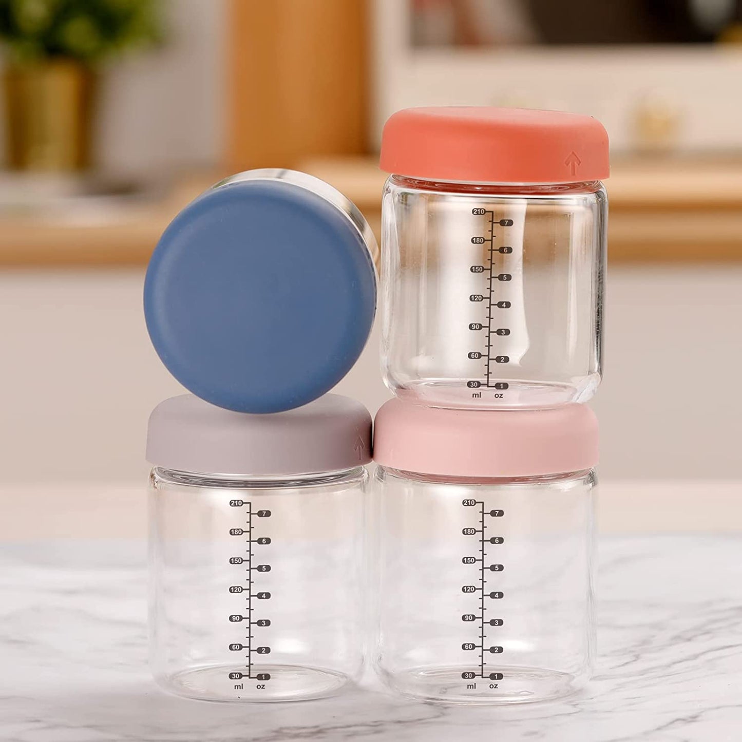 Haakaa Sealed Glass Storage Jar Set - 4 x 7 oz Glass Jars