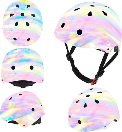 Adjustable Color Gradient Skateboard Helmet for 3-5-8-14+Ages【Toddler Kids Youth Adult】 Girls Boys Woman.Bike Helmet for Multi-Sports Cycling Bicycle Scooter Inline Roller Skate Rollerblading