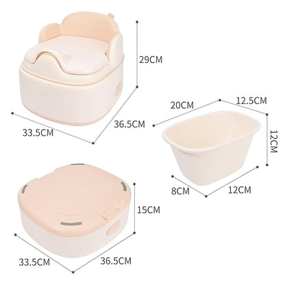 Bebamour Potty Training Toilet 3 in 1 Multi-Functional Potty Seat Detachable Baby Potty Step Stool Anti-Slip Stable Potty Training Toilet with 100 Pack Trash Bags (Pink)