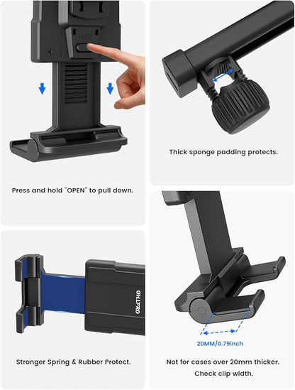 OHLPRO Headrest Tablet Holder for Car Back Seat iPad Mount Compatible with 4.7-13" Tablet Phone for iPad Pro Air Mini Galaxy Tab and Devices for Kids, Road Trip Essentials