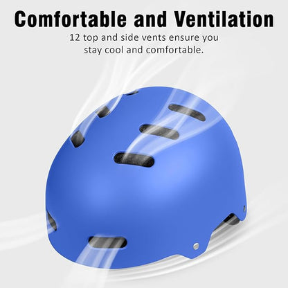 Skateboard Bike Helmet for Adults Women Men Youth Kids (2-3-5-8-14+ Years Boys Girls) - Lightweight Multi-Sport Adjustable Helmets for Bicycle Skateboard Scooter Skate Cycling