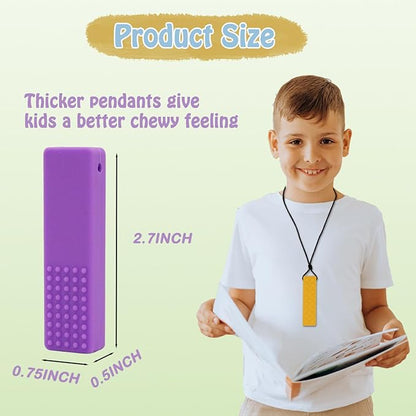 Chew Necklaces for Sensory Kids, 5PCS Building Block Silicone Chewy Necklace for Boys and Girls with Autism Biting Chewing, BPA Free Teether Toys for Baby Toddler and Infant Teething