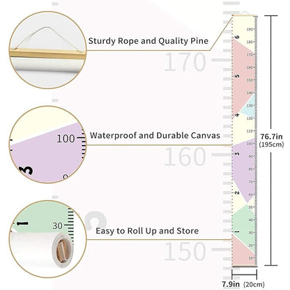 Growth Chart Wall Hanging, Portable Kids Wall Ruler Removable Height Measure Chart for Boys Girls Growth Ruler from Baby to Adult for Child's Room Decoration 79''7.9'' (Pink)