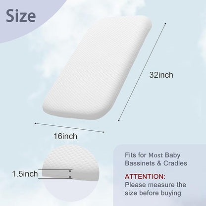 Lisara Baby Bassinet Mattress Pad, 32 x 16 Dual Sided Gel Memory Foam Mattress with Waterproof, Removable and Breathable Ice Silk Cover, Fit for Dream On Me Karley & Willow BabyBassinet