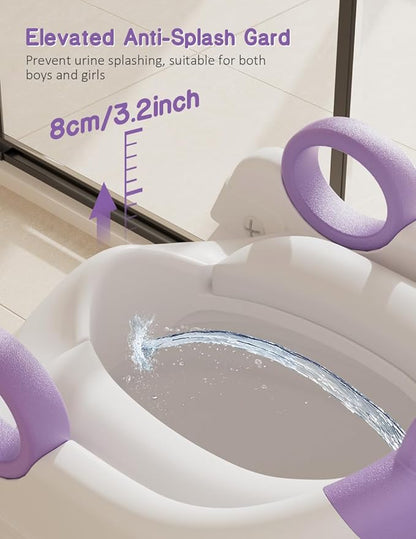 Potty Training Seat, Toddler Toilet Seat With Steps, 2 In 1 Toddler Potty Training Toilet With Splash Guard, Anti-Slip Step Stool Soft Mat, Adjust High Potty Seats For Toddlers Kids Boys Girls