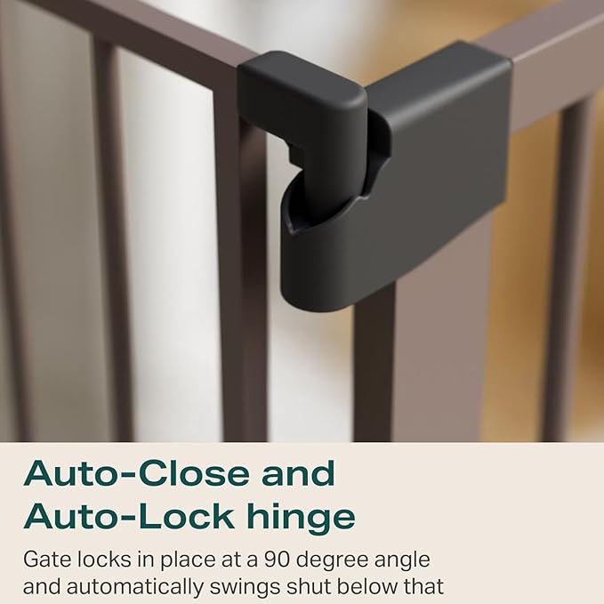 Cumbor 2 Pack 29.7"-51.5" Extra Wide Baby Gate for Stairs, Mom's Choice Awards Winner-Dog Gates for Doorways, Pressure Mounted Walk Through Pet Gate Indoor, Safety Auto-Close Child Gate for Kid,Brown