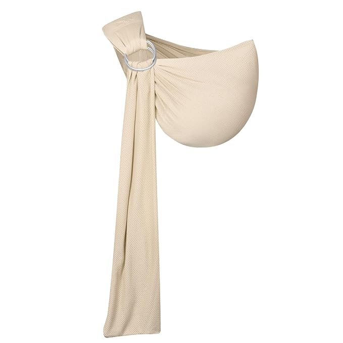 Water Ring Sling Baby Carrier, Adjustable Lightweight Breathable Newborn Carrier Sling for Summer, Swimming, Pool, Beach, Front Chest Mesh Infant Wrap Carrier for Baby Gift （ Beige