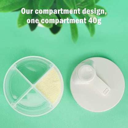 Accmor Baby Formula Dispenser On The Go, Non-Spill Rotating Four-Compartment Formula Container to Go, Milk Powder Kids Snack Container for Infant Toddler Travel Outdoor, White