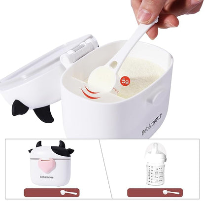 Bebamour Baby Formula Dispenser On The Go, Formula Container to Go, Formula Holder for Travel, Candy Fruit Snack Storage Container with Scoop and Leveller (Black)