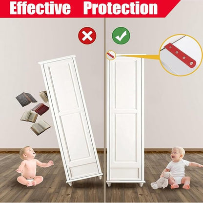 Anti Tip Furniture Anchors for Baby Pet Proofing,Furniture Wall Anchor Furniture Dresser Bookshelf Falling Prevention Device for Children (Red)