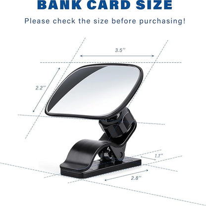 Mini Baby Mirror for Car Seat - Small Clip-On Backseat Rear View Mirror for Forward-Facing Kids and Toddlers, Bankcard Size, Sun Visor Mounting, 360-Degree Adjustable, 2-Pack