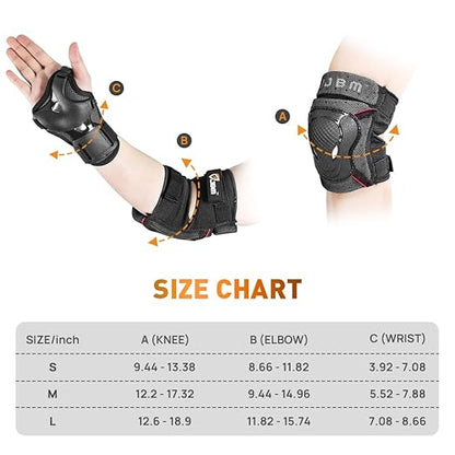 JBM Kids Child 3-8 Years Bike Knee Pads and Elbow Pads with Wrist Guards Protective Gear Set for Biking, Riding, Cycling Scooter, Skateboard
