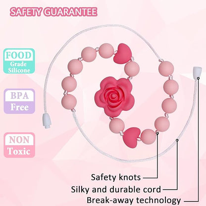 Chew Necklaces for Sensory Kids Girls Adults, Silicone Chewy Necklace Sensory Toys for Kids with Autism ADHD SPD, Oral Chew Toys for Toddlers Children Mouth Fidgets Tool - BPA Free