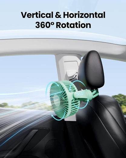 Gaiatop Mini Portable Stroller Fan, Battery Operated Small Clip on, Detachable 3 Speed Rechargeable, 360° Rotate Flexible Tripod Better Cooling for Car Seat Crib Treadmill Travel Green