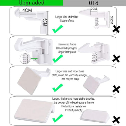 6 Pack Upgraded Invisible Baby Proofing Cabinet Latch Locks - Buumook Children Proof Cupboard Drawers Latches - Adhesive Easy Installation
