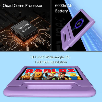 10.1" Kids Tablet Android 14 | 64GB Octa-Core 8GB RAM | Shockproof Case & Parental Control | 12H Fast Charge | HD Display w/Google Kids Space & Educational Apps | WiFi 6/Bluetooth/GPS | Ages 3-12
