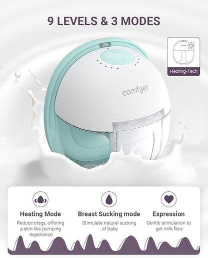 Heated Wearable Breast Pump, Industry-Leading Heating Tech, Innovative Magnetic Charging Cable, App Control, Anti-dust Cover, Hospital-Grade Suction, 1 Pack