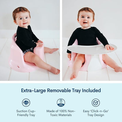 Upseat – The Original Ergonomic Baby Floor & Booster Seat with Tray, Developed with Physical Therapists for Upright Posture & Healthy Hip Development, 4–24 Months, Dishwasher-Safe Extra-Large Tray