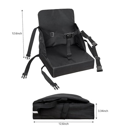 Toddler Booster Seat for Dining Table, Booster Seat for Table, 12.6x3.34 Inch Portable High Chair for Travel, HOSEASCA Compact Lightweight Travel Booster Seat with Adjustable Straps for Baby(Black)