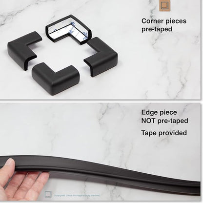 Roving Cove Slim-Fit Corner Edge Protector for Baby Proofing (Small 18ft Edge 8 Corners), Furniture Safety Bumper Guard, Soft NBR Rubber Foam, 3M Adhesive, Onyx Black