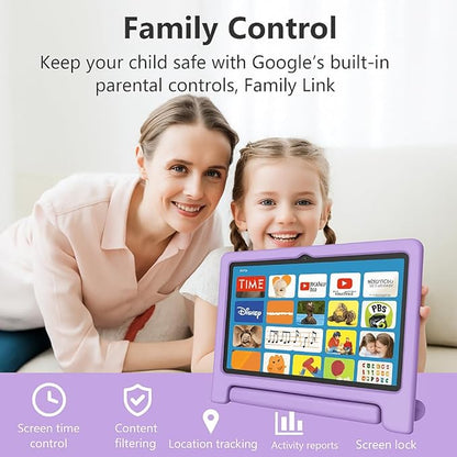 10.1" Kids Tablet Android 14 | 64GB Octa-Core 8GB RAM | Shockproof Case & Parental Control | 12H Fast Charge | HD Display w/Google Kids Space & Educational Apps | WiFi 6/Bluetooth/GPS | Ages 3-12