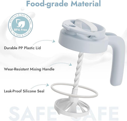 Papablic 32oz Formula Mixing Pitcher Lid, Breastmilk Pitcher Mixing Handle & Flip Locking Spout for Mixing Formula/Breastmilk/Protein Powder/Coffee, Blue
