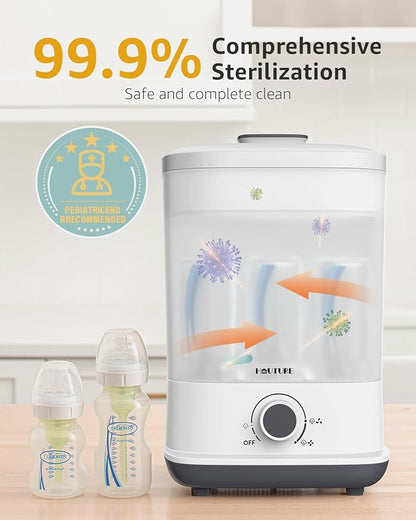 HAUTURE Bottle Sterilizer and Dryer, Esterilizador De Biberones, One-Dial Control Steam Baby Bottle Sterilizer for Baby Stuffs, Bottles & Breast Pump Accessories