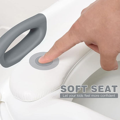 Potty Training Seat with Step Stool Ladder, SKYROKU Potty Training Toilet for Kids Boys Girls Toddlers - Comfortable Safe Potty Seat with Anti-Slip Pads Ladder Grey