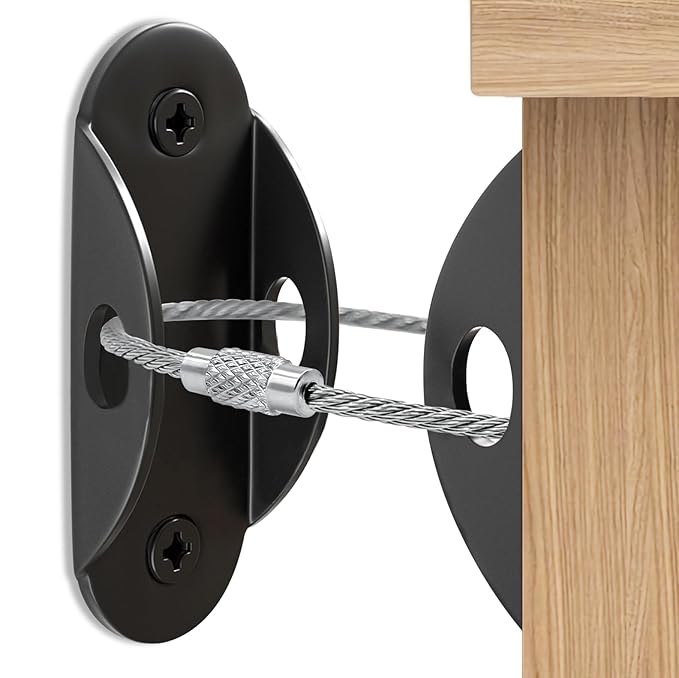 Utook Furniture Anchors for Baby Proofing, Anti Tip Furniture Anchor Securing 420lbs Tension Earthquake Resistant Metal Furniture Wall Anchor Prevent Baby Pet from Falling Furniture（16Pack，Black）